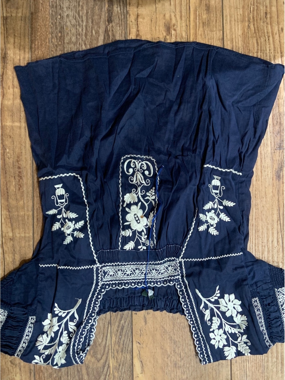 J.Crew Navy Embroidered Top